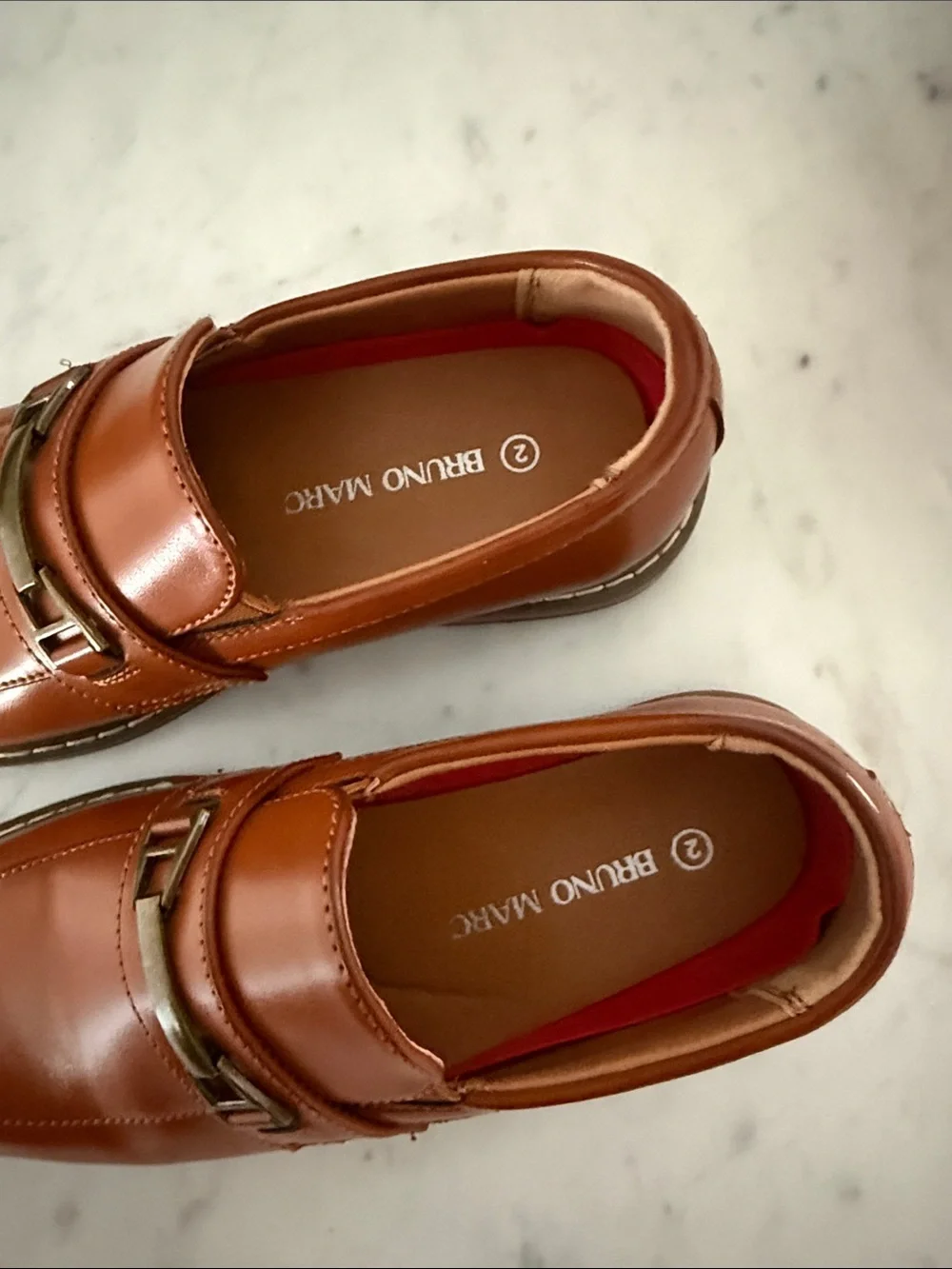 Bruno Marc Boys Brown Leather Slip-On Loafers, Size 2